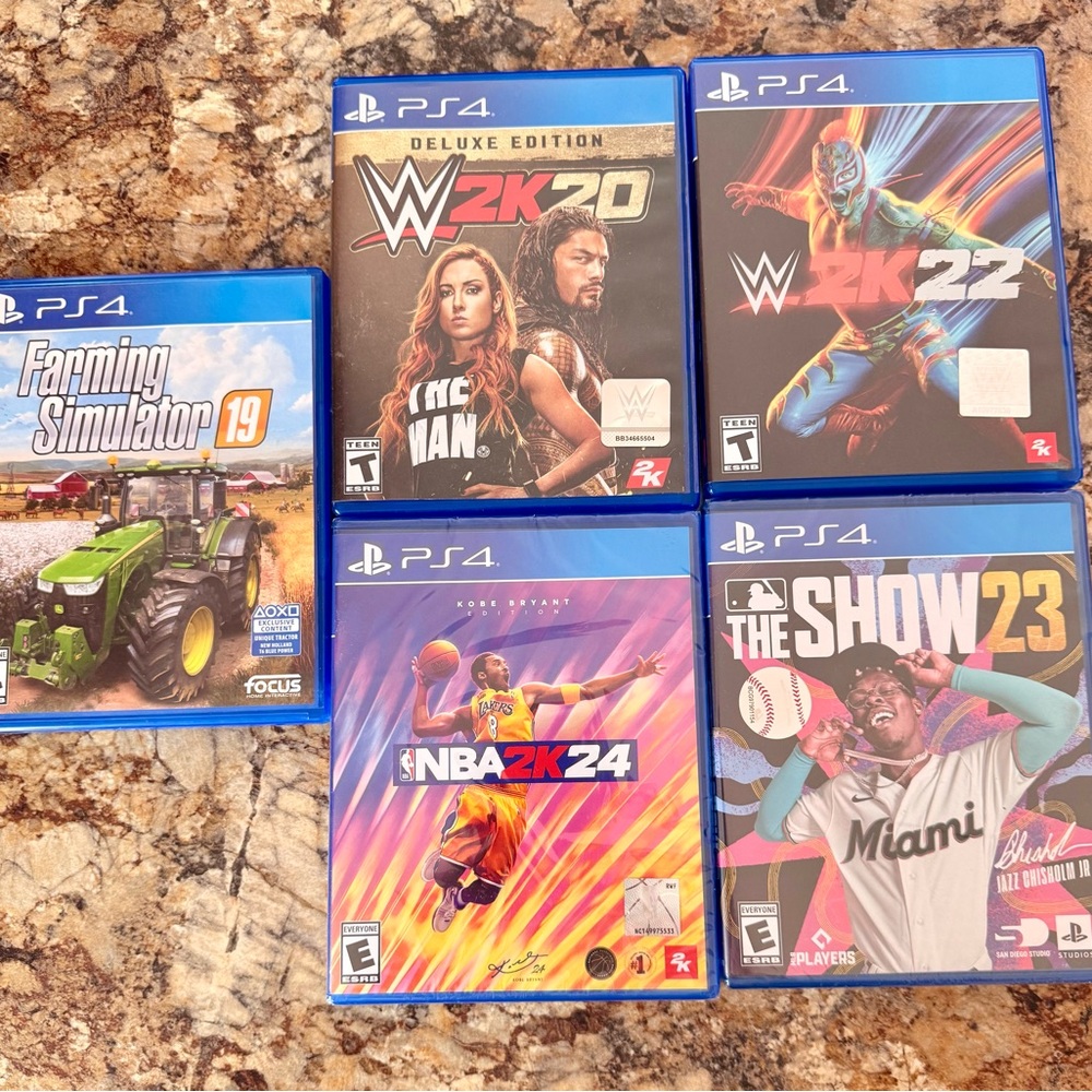 PS4 Game Bundle - WWE, NBA, MLB, Farming Simulator